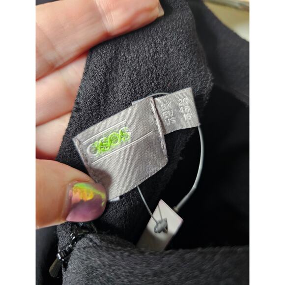 NWT Asos Black Basic Midi Dress Back V-Neck Ladies Size 16 - Picture 7 of 9